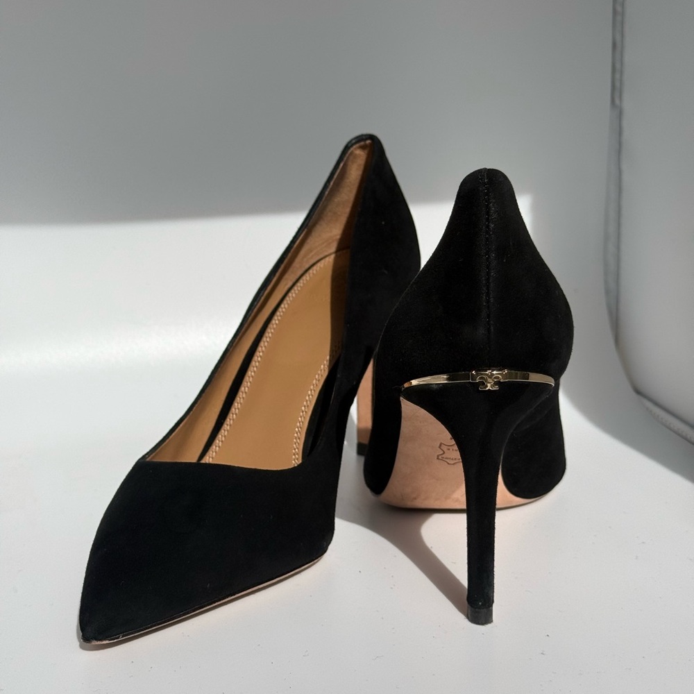Tory Burch Black Suede Pointed-Toe Stiletto Pumps